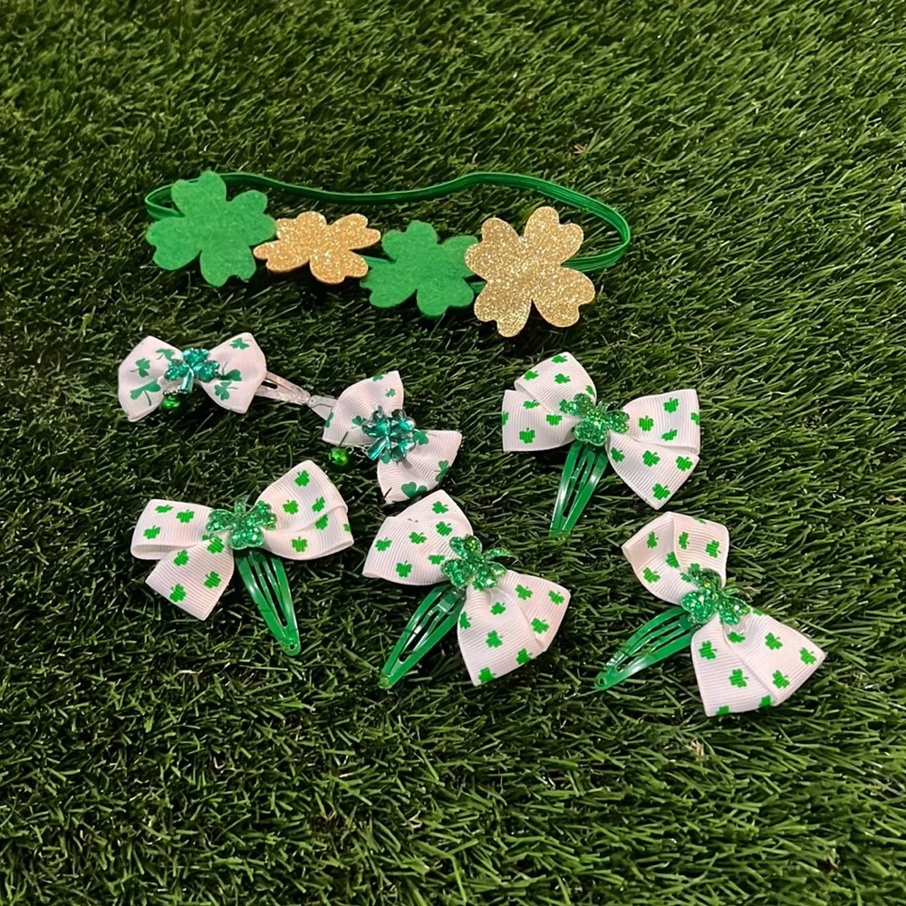 Lot of little girls St Patrick’s Day hair accessories
